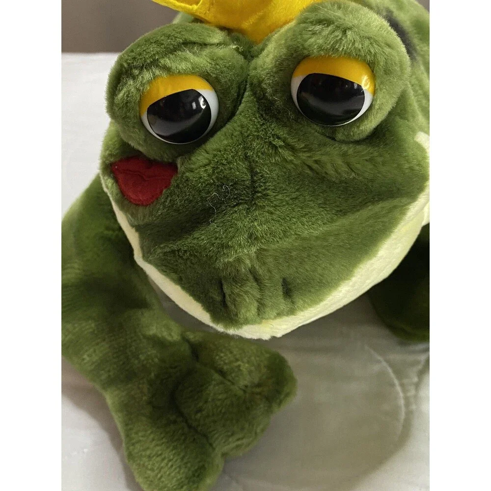 Prince Frog 14” Plush Stuffed Animal handmade A & A Plush With Red Kiss